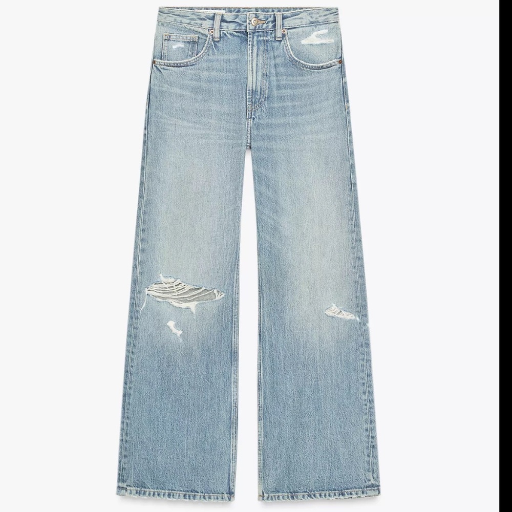Zara Midrise Ripped Boyfriend Jeans